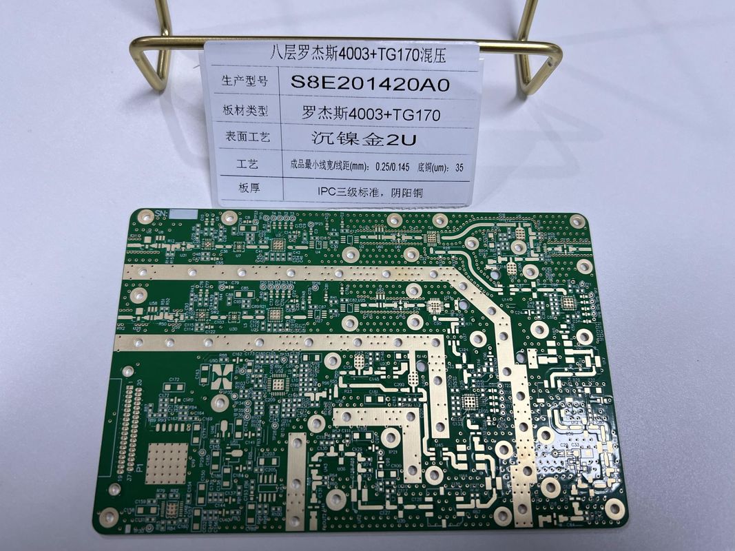 1.6mm Rogers Circuit Board 8 camadas R4003+FR4 TG170 IPC3 Impedância da mistura e VIPPO