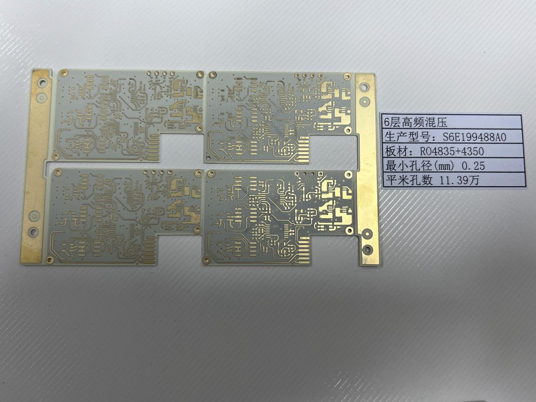 100% Teste elétrico Rogers PCB Board com acabamento dourado 6 camadas RO4835+4350 mistura