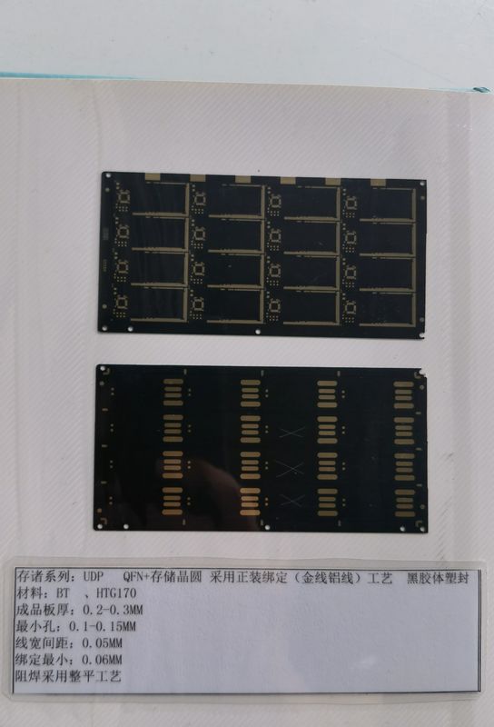 Rígido 2Layer Solder Mask preto PCB 0.1mm Trace Spacing IC Substratos cartão SD sem Materiais BT