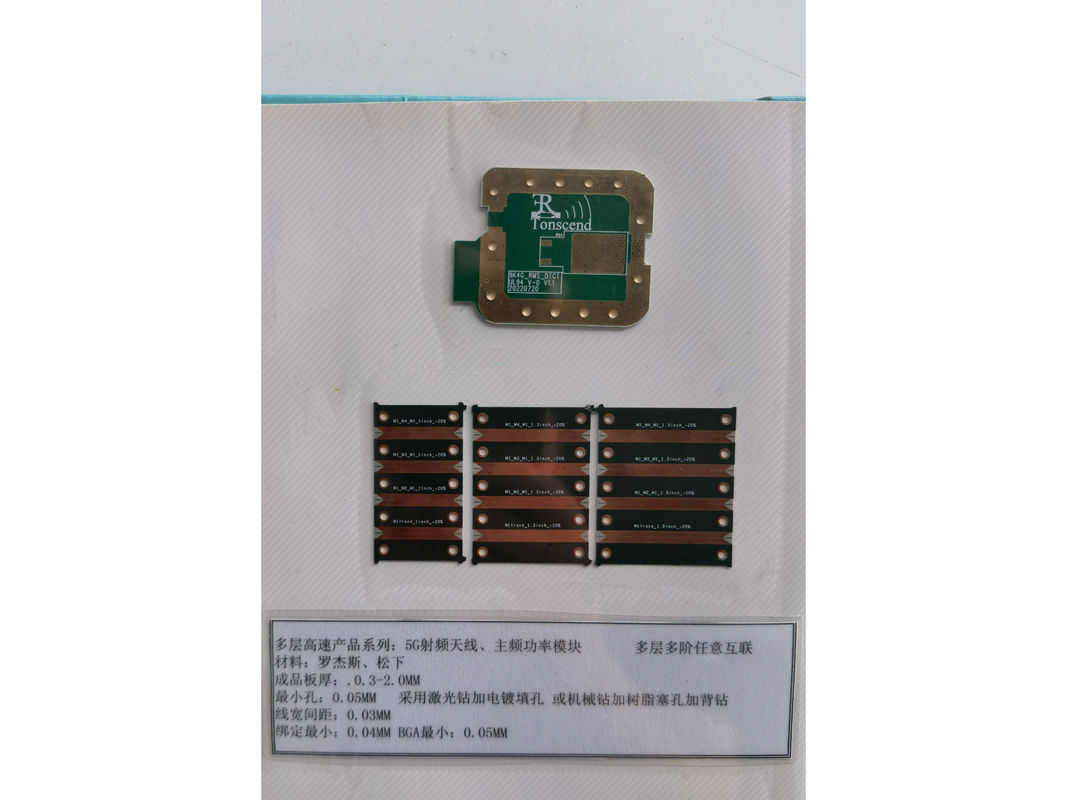 Sistema de interconexão de várias camadas para projetos eletrônicos avançados 3mil Min. Rogers 4330/5880, Panasonic MEGTRON
