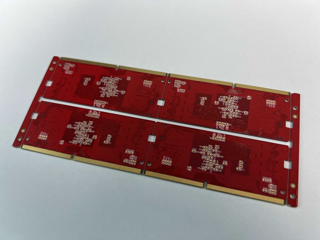 Tabela de PCB multicamadas de superfície de ouro de imersão com cor de máscara de solda vermelha e peso de cobre de 0,25 oz
