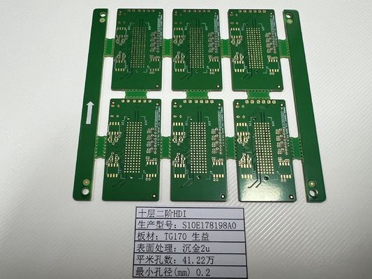 10L HDI PCB Board 2+N+2 com mínimo de vestígios 3/3mil Board 0,4-3,2mm SHENGYI TG170 ENIG3-8U